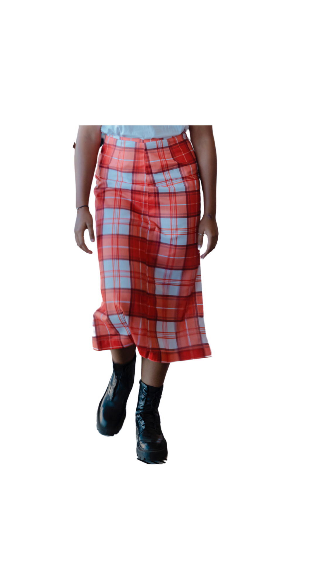 Red check Print Skirt