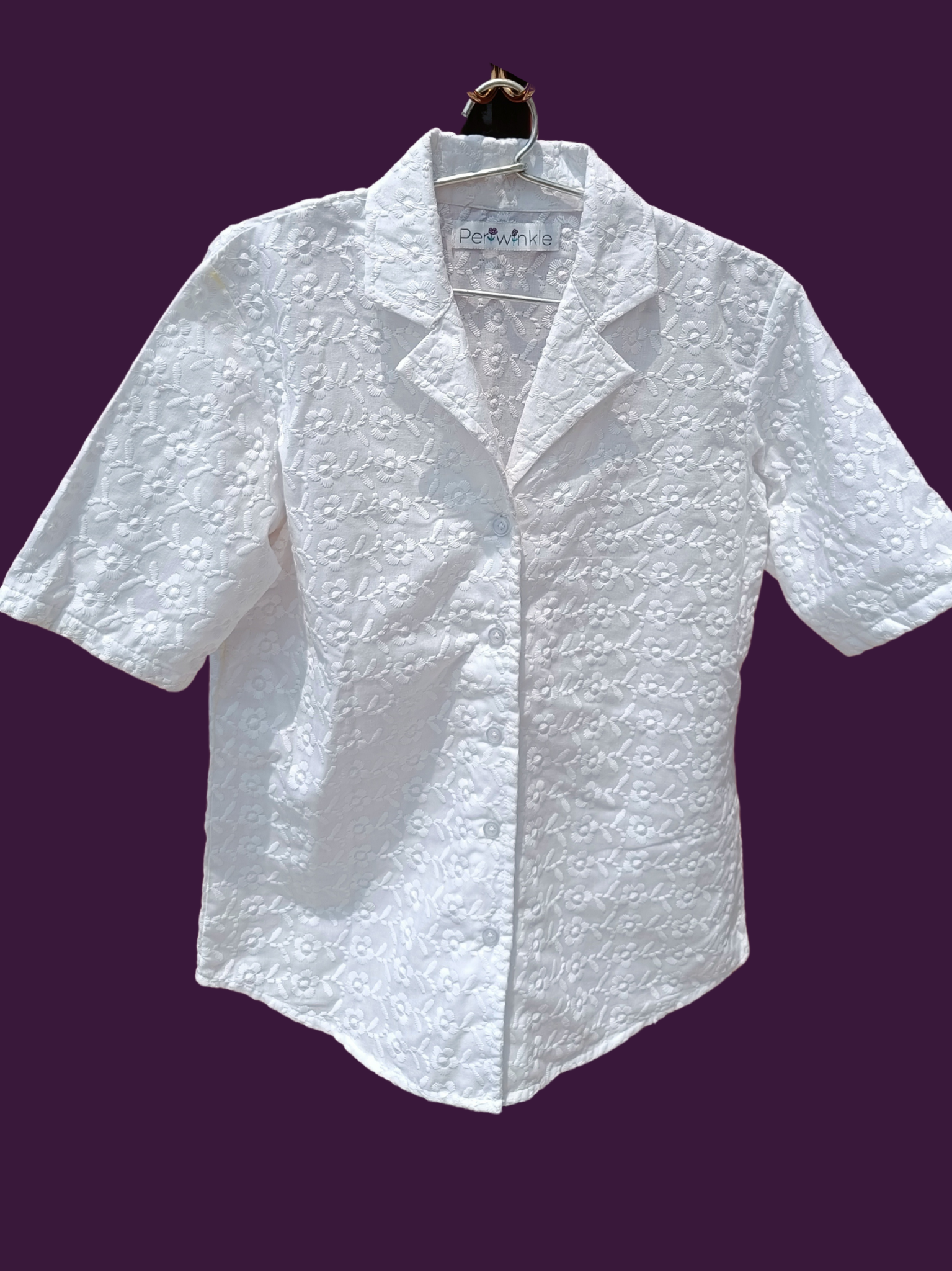 White Cotton Shirt with Chikankari work