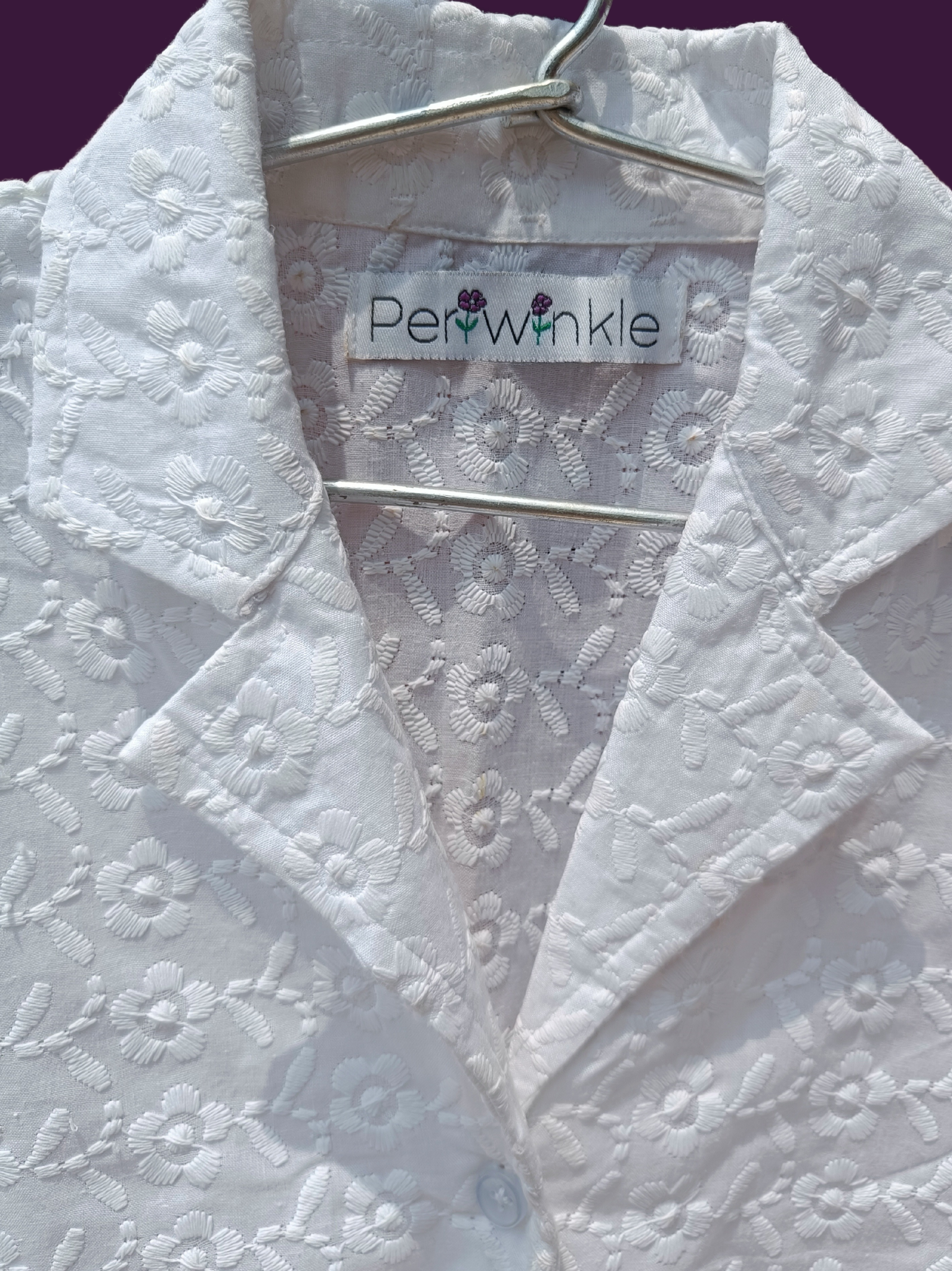 White Cotton Shirt with Chikankari work