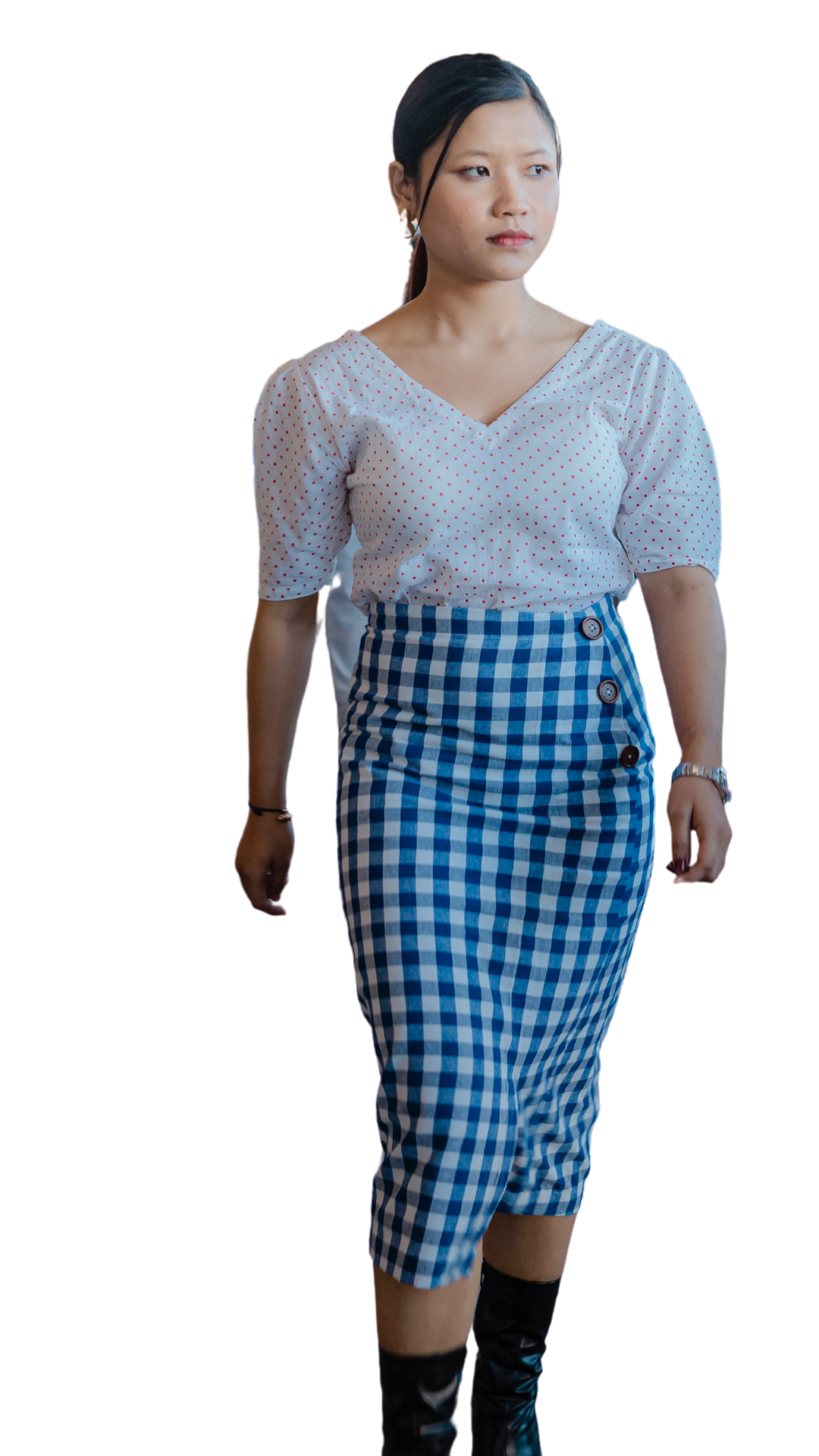 Blue gingham Printed Skirt