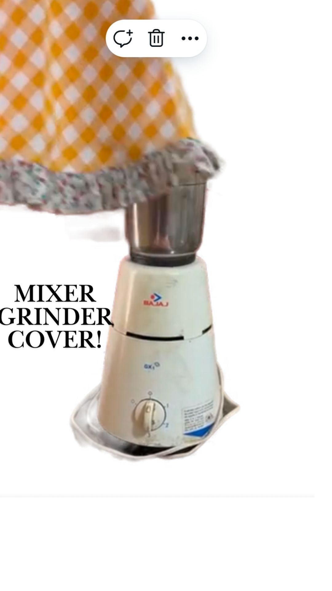 Gingham Print Cover for Mixer Grinder