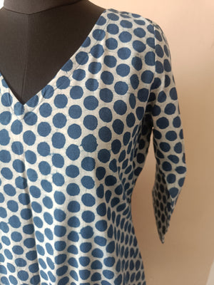 Indigo Polka Dot Cotton Kurta