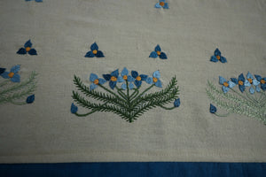 Blue & Beige Square Table cloth with all over embroidery