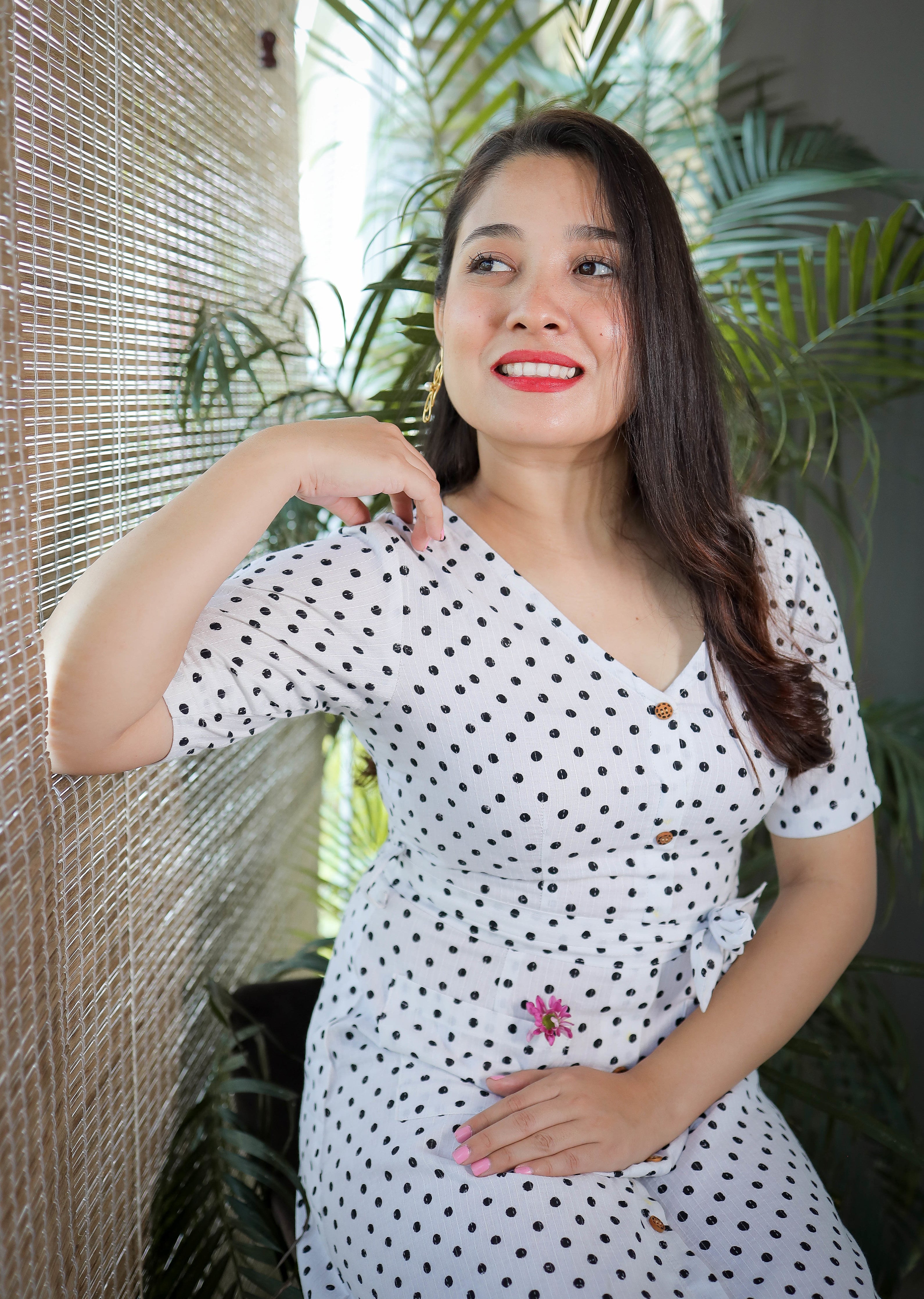 White & Black Polka Dot Button-down Dress Periwinkle Fashion White & Black Polka Dot Button-down Dress Periwinkle Fashion