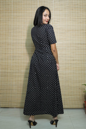 White & Black Polka Dot Button-down Dress – Periwinkle Fashion