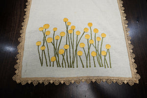 Light Beige Runner with yellow floral embroidery