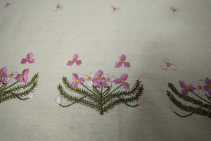 Pink & Beige Square Table cloth with all over embroidery