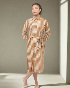 Mustard Striped Shirt Dress