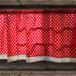 Red Polka Dot Valance with white lace