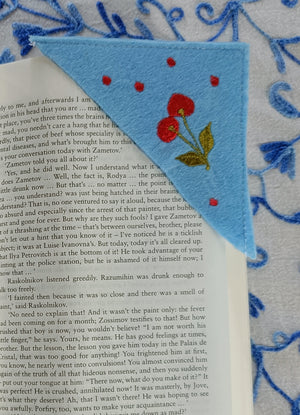 Set of 4: Triangle-shaped Hand embroidered bookmarks