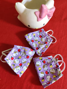 Purple Hello Kitty Printed Children's Double layered cotton masks