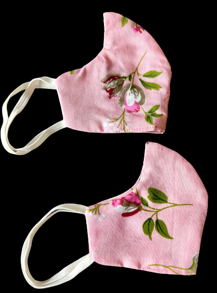 Pack of 2: Pink Floral printed cotton baby masks