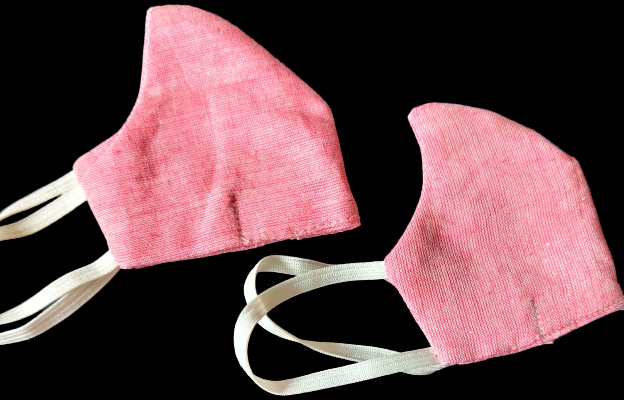Pink woven cotton baby masks