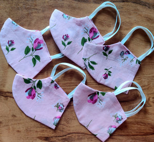 Pack of 2: Pink Floral printed cotton baby masks