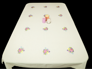 Multicolour Embroidered Beige Table Cloth with napkins (Pre-Order)