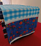 Blue Gingham & floral print OTG/Microwave cover with lace detail