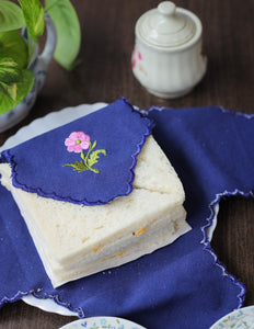 Navy Blue Floral Embroidered Sandwich Cover