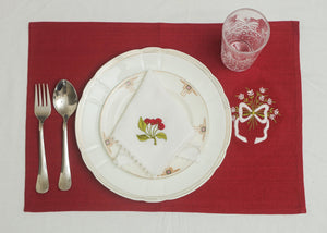 Set of 7- Maroon Table Mats with embroidery