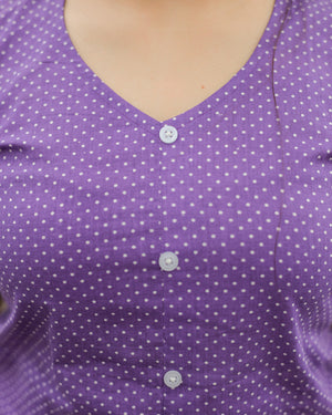 Polka Dot Purple Cotton Top
